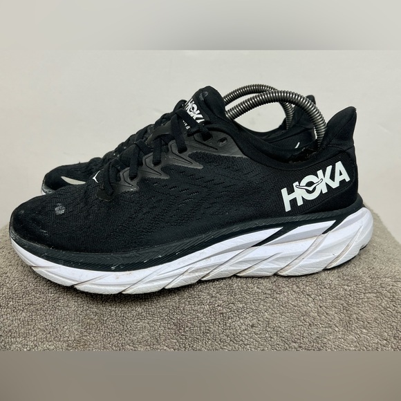 Hoka One One Shoes - Hoka One One Clifton 8 Shoes Black White Running  Athletic Women’s size 9 B